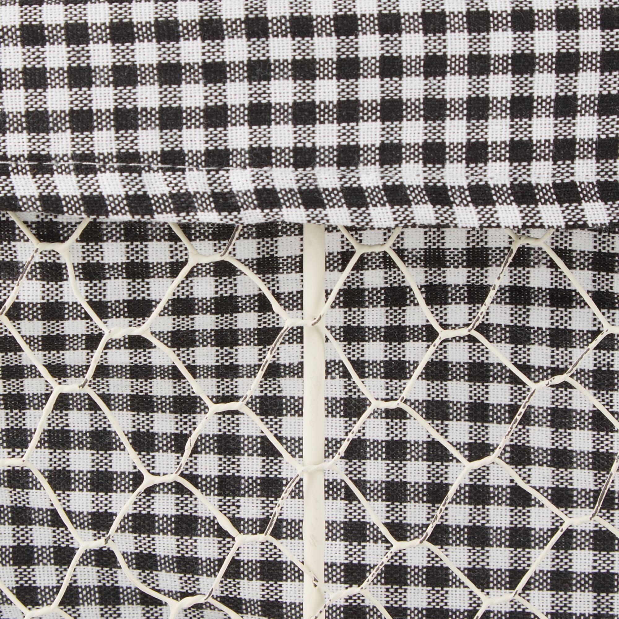DII® Small Antique White Chicken Wire Baskets with Black Gingham Liners, 3ct.
